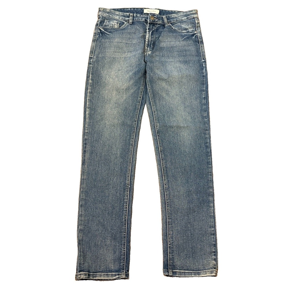 Stitches and Rivets Blue Denim Stretch Jeans 34x32 Slim Fit